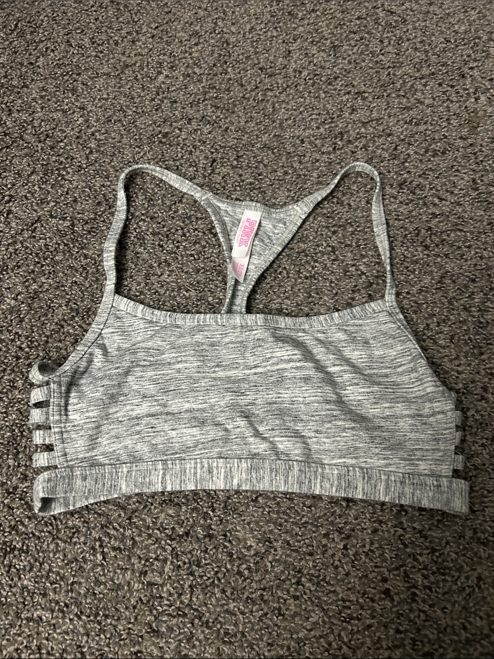 PINK Victoria's Secret Heather Gray Racerback Sports Bra